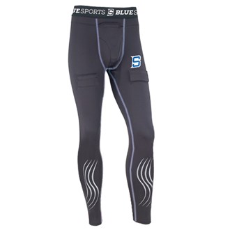 Blue Sports Compression Pant With Cup